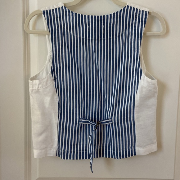 Anthropologie Porridge Vest white linen & stripes Small - Picture 4 of 7